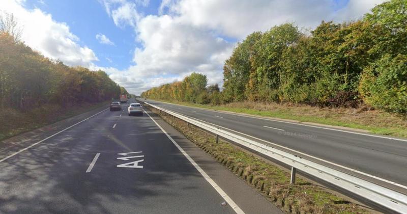 Woman taken to hospital after A11 crash