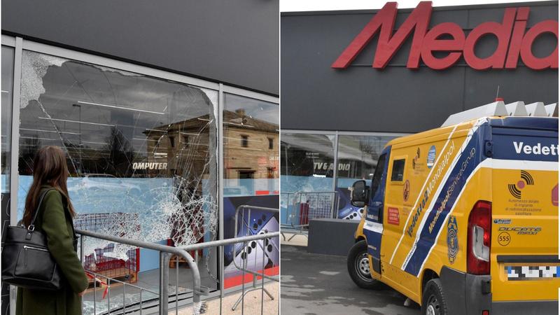 Maxi furto da MediaWorld: ladri sfondano la vetrata, poi la razzìa di telefonini