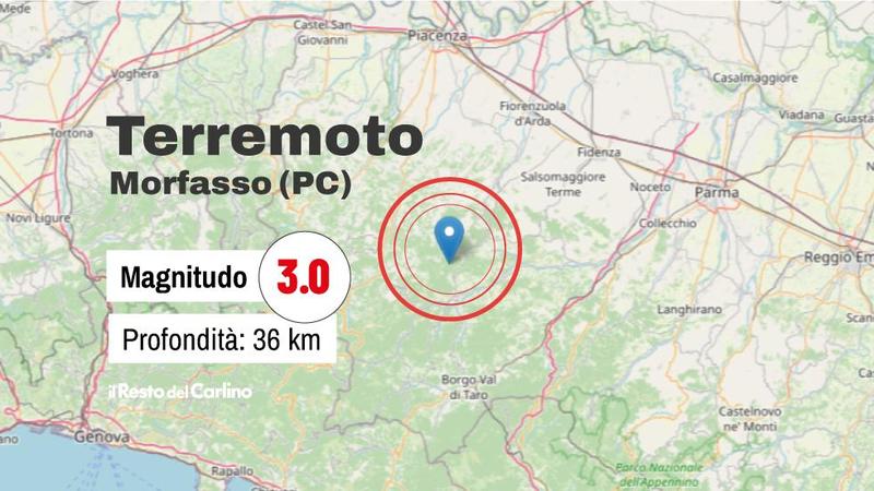 Terremoto oggi a Piacenza: scossa di magnitudo 3.0